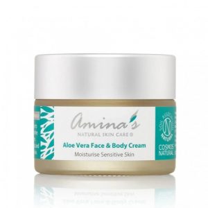 كريم للوجه والجسم بخلاصة الصبار الطبيعي من أمينة  50 مل – Amina’s Natural Aloe Vera Face & Body Moisturizing Cream 50ml