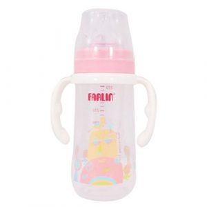 رضاعة عريضة العنق بمقبض 270 مل متعدد بروبلين اللون زهري من فارلن – Farlin – PP Wide Neck Feeder 270ML With Handle, Pink