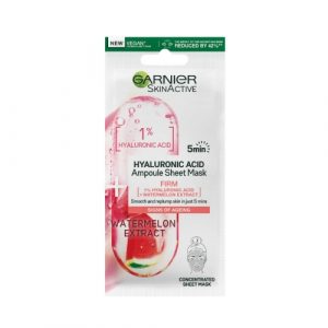 قناع منديل مزود بجرعة : %1 حمض الهيالورونيك * خلاصة البطيخ 15غم  من غارنييه – Garnier Skinactive Tissue Mask Ampoule : 1% Hyaluronic Acid X Watermelon 15g
