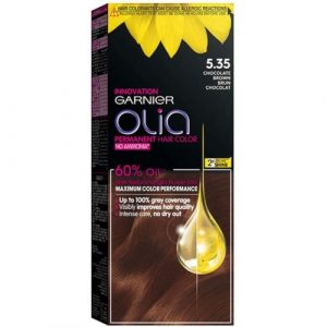 صبغة الشعر الخالية من الامونيا، بني شوكولاته، 5.35، 209 غ من غارنييه – Garnier Olia No Ammonia Permanent Haircolor 5.35 Chocolate Brown