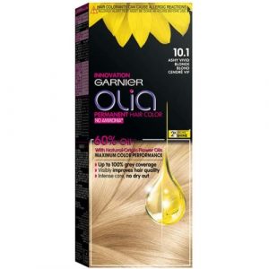 صبغة الشعر الخالية من الامونيا،اشقر رمادي مشرق، 10.1، 209 غ من غارنييه – Garnier Olia No Ammonia Permanent Haircolor 10.1 Ashy Vivid Blonde