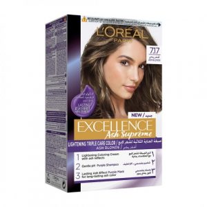 صبغة شعر دائمة, درجة رقم  7.17, 250 مل من لوريال باريس – LOréal Paris Excellence Ash Supreme AntiBrass Permanent Hair Colour, Number 7.17 , 250 Ml