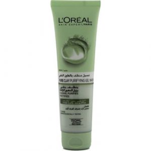 غسول وجه بالطين النقي والطحالب للتقشير والتفتيح، 150مل من لوريال باريس – L’Oreal Paris Pure Clay Face Cleanser With Algae Exfoliates And Brightens, 150ml