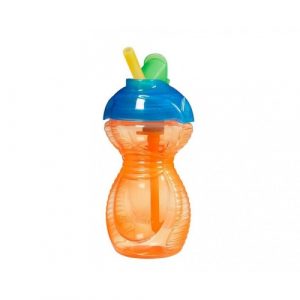 كوب مع مصاصة حجم 9 أونصة من منشكن  , برتقالي – Munchkin Click Lock  Flip Straw Cup, 9 ounce – Orange