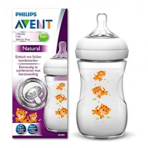 زجاجة رضاعة ناتشورال من فيليبس افينت, 260 مل ,النمر – Philips Avent Natural Baby Bottle 260 ml single, Tiger