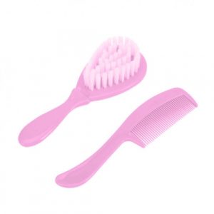 فرشاة ومشط للاطفال بشعيرات ناعمة، باللون الزهري من سمارت بيبي – Smart Baby Brush And Comb With Soft Bristles, Pink Color