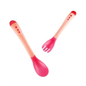 طقم ملاعق وشوك للاطفال، باللون الزهري من سمارت  بيبي – Smart Baby Spoons and Forks Feeding Set, Pink Color