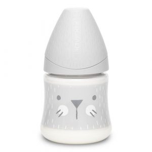 زجاجة بريميوم، باللون الرمادي، 150 مل من سوافينكس – Suavinex Premium bottle Mint kitten, Grey Color, 150 Ml