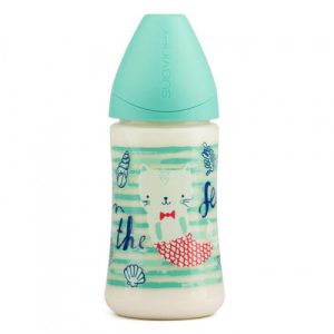 رضاعة للأطفال زجاجية، باللون الأخضر، 270 مل من سوافينكس – Suavinex Feeding Bottle for Babies Physiological, Green Color, 270 Ml