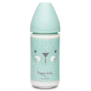 رضاعة بتصميم قطة, باللون الأخضر, 240 مل من سوافينكس – Suavinex Glass  Feed Bot 3p S Whiskers 240ml – Green