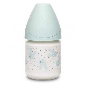 رضاعة زجاجية، باللون الأخضر، 120 مل  من سوافينكس – Suavinex Glass Bottle With Hygge, Green Color, 120 Ml