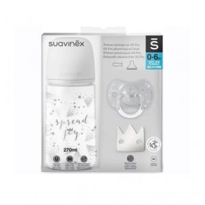 رضّاعة أطفال بتصميم تاج, باللون الرمادي, مجموعة من 3 قطع من سوافينكس – Suavinex Crown Design Baby Bottle, Grey Color, Set Of 3 Pieces