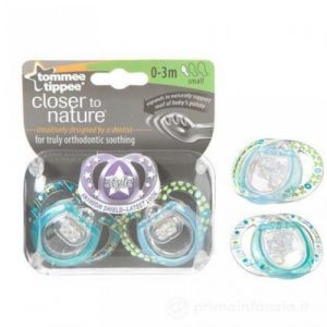 لهاية تومي تيبي 0-3  اشهر – صغيرة – زرقاء وخضراء – Tommee Tippee Pacifier closer To Nature 0-3 m – Small – Blue And Green