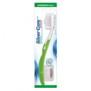 فرشاة أسنان ناعمة مضادة للبكتيريا مطلية بالفضة برأسين من سيلفر كير – Silver Care Antibacterial Silver Plated Head Soft Toothbrush Two Heads
