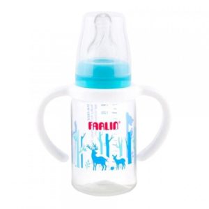 زجاجة رضاعة ذات عنق قياسي, 140 مل, باللون الأزرق من فارلن – Farlin Standard Neck Feeder with Handle, 140 Ml, Blue Color