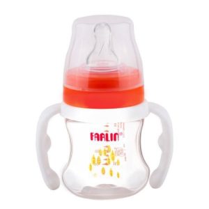 رضاعة عريضة العنق بمقبض, 150 مل, باللون البرتقالي من فارلن – Farlin Wide Neck Baby Bottles With Handle, 150 Ml, Orange Color