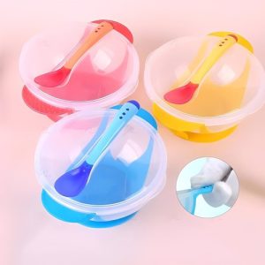 صحن سيليكون مع معلقة – اصفر – Silicone Plate With Spoon – Yellow